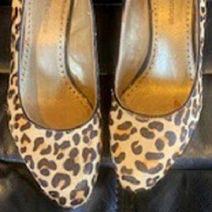 Adrienne Vittadini Women's Wedge Pump Shoes Leopard Print Slip On Sz: 7M